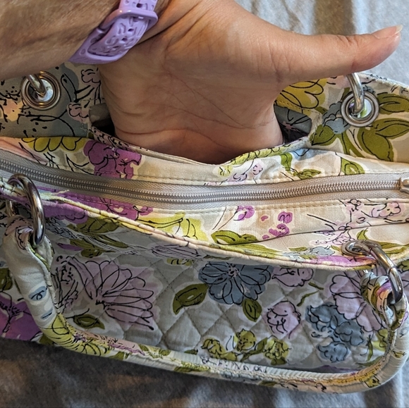 Vera Bradley Retired Gray Bowler Watercolor Floral Satchel Bag Purse EUC - Picture 6 of 15